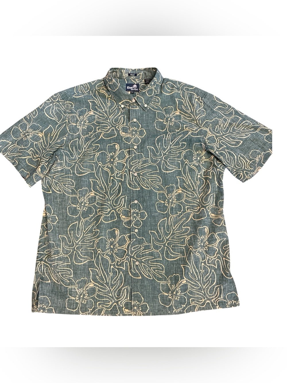 Reyn Spooner Hawaiian Button-Down Shirt Green Monstera Ink 2XL